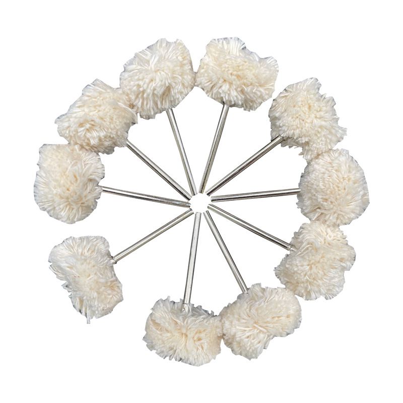 羊絨磨頭2.35帶柄拋光皮輪白黃布輪金屬玻璃玉器布輪羊毛絨毛氈輪